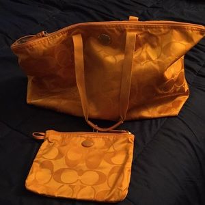 Coach Tote with detachable make-up bag